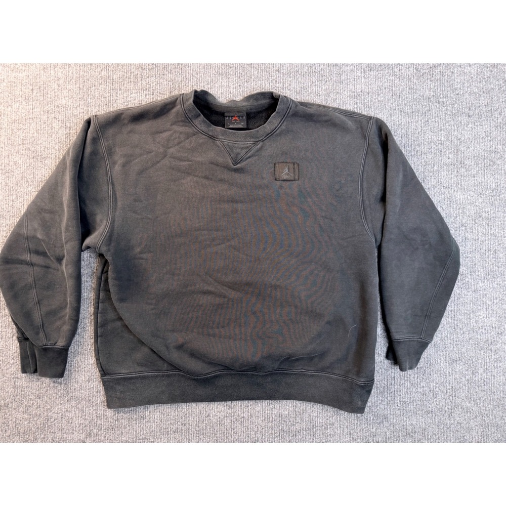 Jordan Flight Crewneck Sweatshirt Mens Small Black Faded Fleece Pullover Jacket